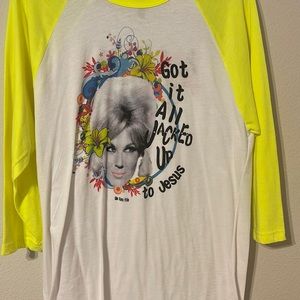 * Brand New*Colorful Vintage Tee-Shirt, Neon Yellow Sleeves with some Bling !
